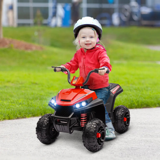 12V Kids ATV, Four Wheels, Spring Suspension, Forward Backward, LED Light, MP3, Red Electric Ride On Toys Red at Gallery Canada