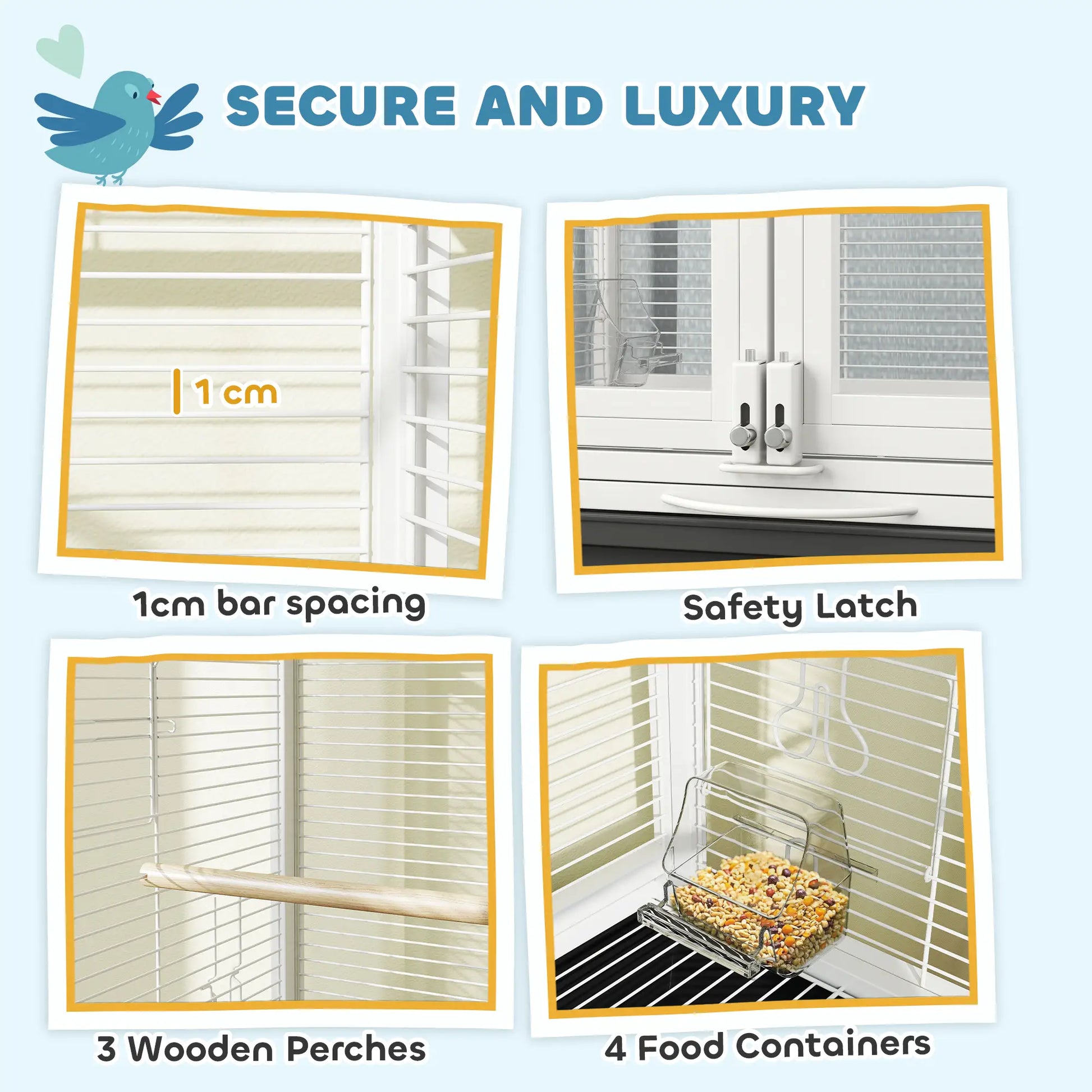 30 Inch Open Top Bird Cage, Removable Tray, Food Container, Dark Grey Bird Cages at Gallery Canada