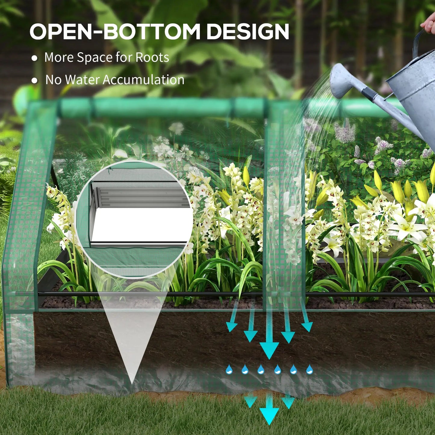 6' x 3' Bac à plantes en métal avec couvercle, Jardin surélevé, Vert et Gris foncé