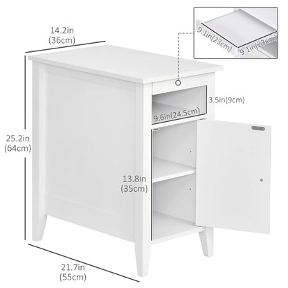 3-Tier Wooden Nightstand, Pullout Shelf, Adjustable Shelf, Door Cabinet, White Side Tables at Gallery Canada