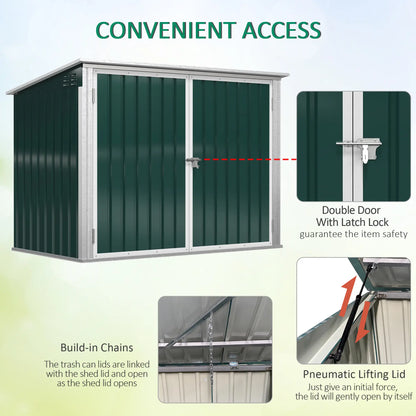 6x3 FT Outdoor Storage Shed, Double Door Trash Can Organizer, Green Sheds at Gallery Canada