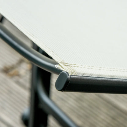Outdoor Lounge Chair, 5-Position Reclining Backrest, 2 Wheels, Cream White Lounger Chairs at Gallery Canada