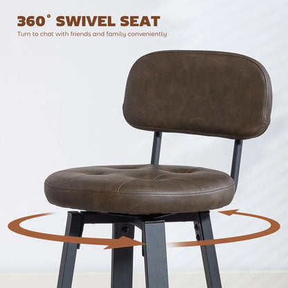 Upholstered Bar Stools Set Of 2, With Footrest And Backrest, Brown Bar Stools at Gallery Canada