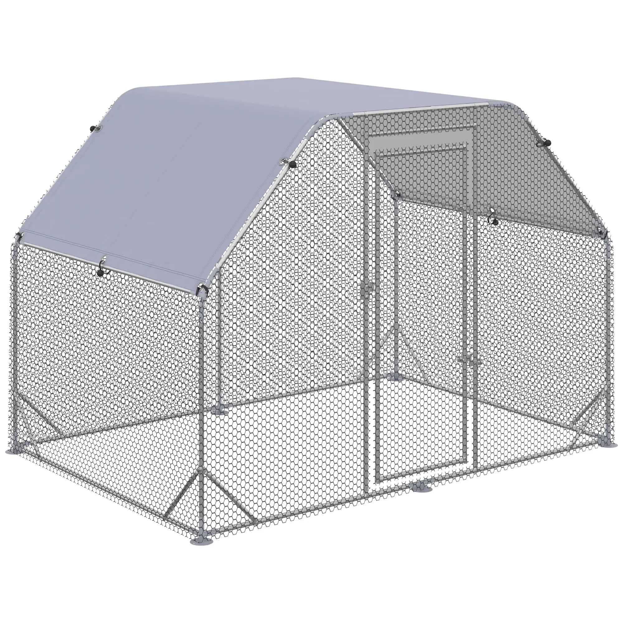 Large Metal Chicken Coop, Walk-In Poultry Enclosure, 9.2' x 6.2' x 6.5', Silver Chicken Coops Silver, Silver Grey at Gallery Canada