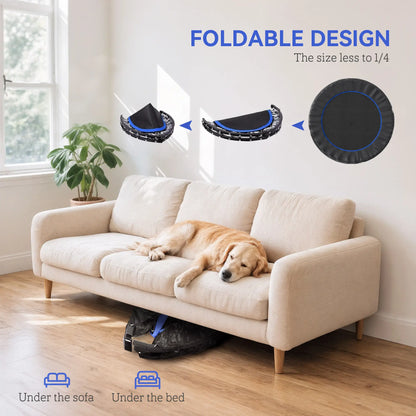 45" Foldable Mini Fitness Trampoline, Adjustable Foam Handle, Blue Trampolines at Gallery Canada