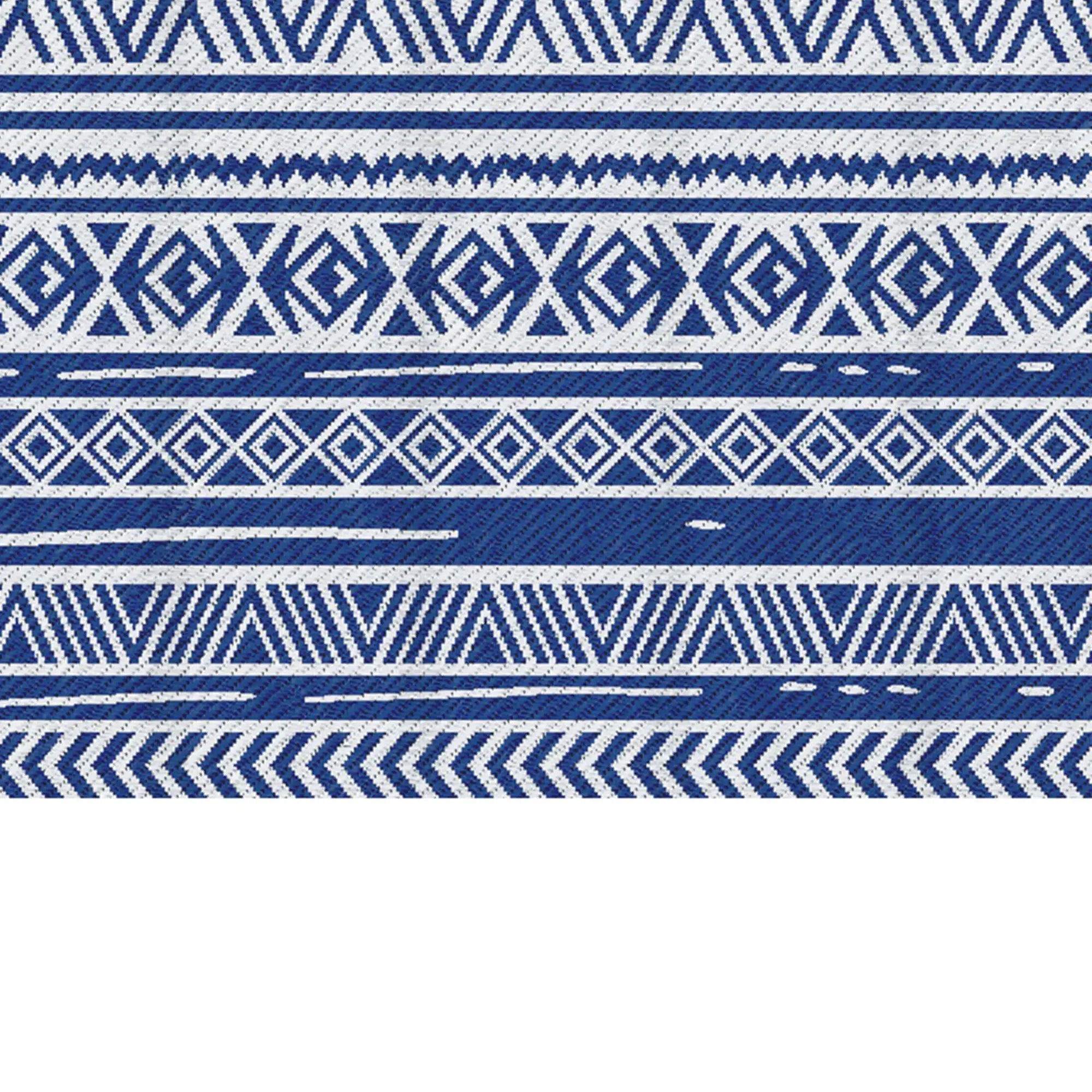 Reversible Outdoor Rug, Patio Floor Mat, 6' x 9', White, Dark Blue Garden Decor at Gallery Canada