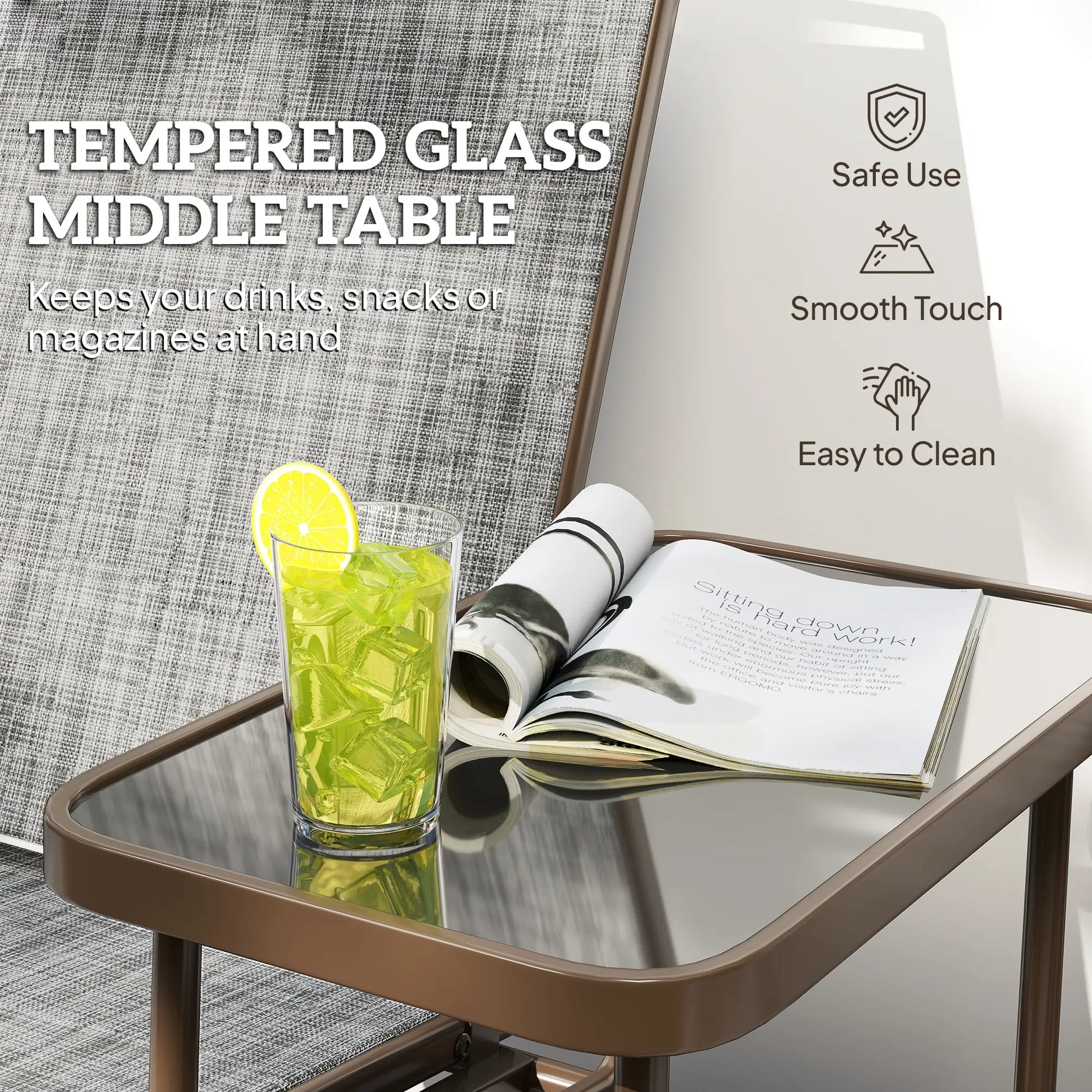 2-Person Outdoor Glider Bench, Swing Chair with Mesh, Table, Steel Frame Outdoor Gliders at Gallery Canada