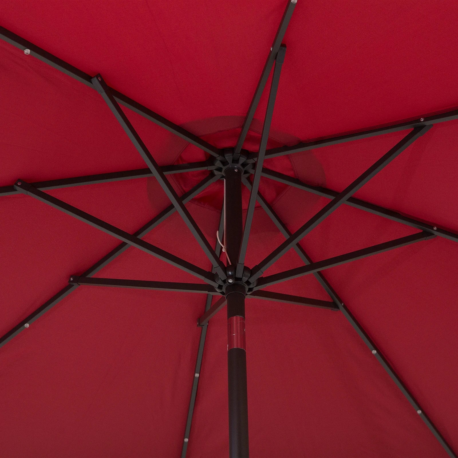 9ft Solar Patio Umbrella, 24 LED Lights, Tilt Canopy, Wine Red Sun Umbrellas at Gallery Canada