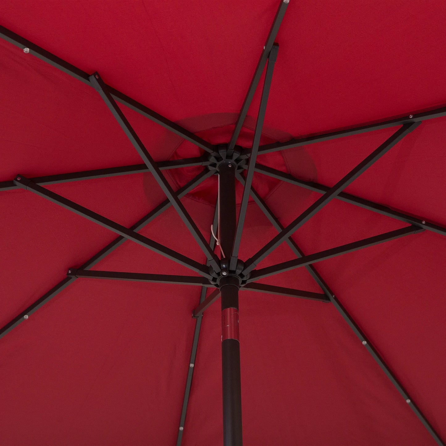 9ft Solar Patio Umbrella, 24 LED Lights, Tilt Canopy, Wine Red Sun Umbrellas at Gallery Canada