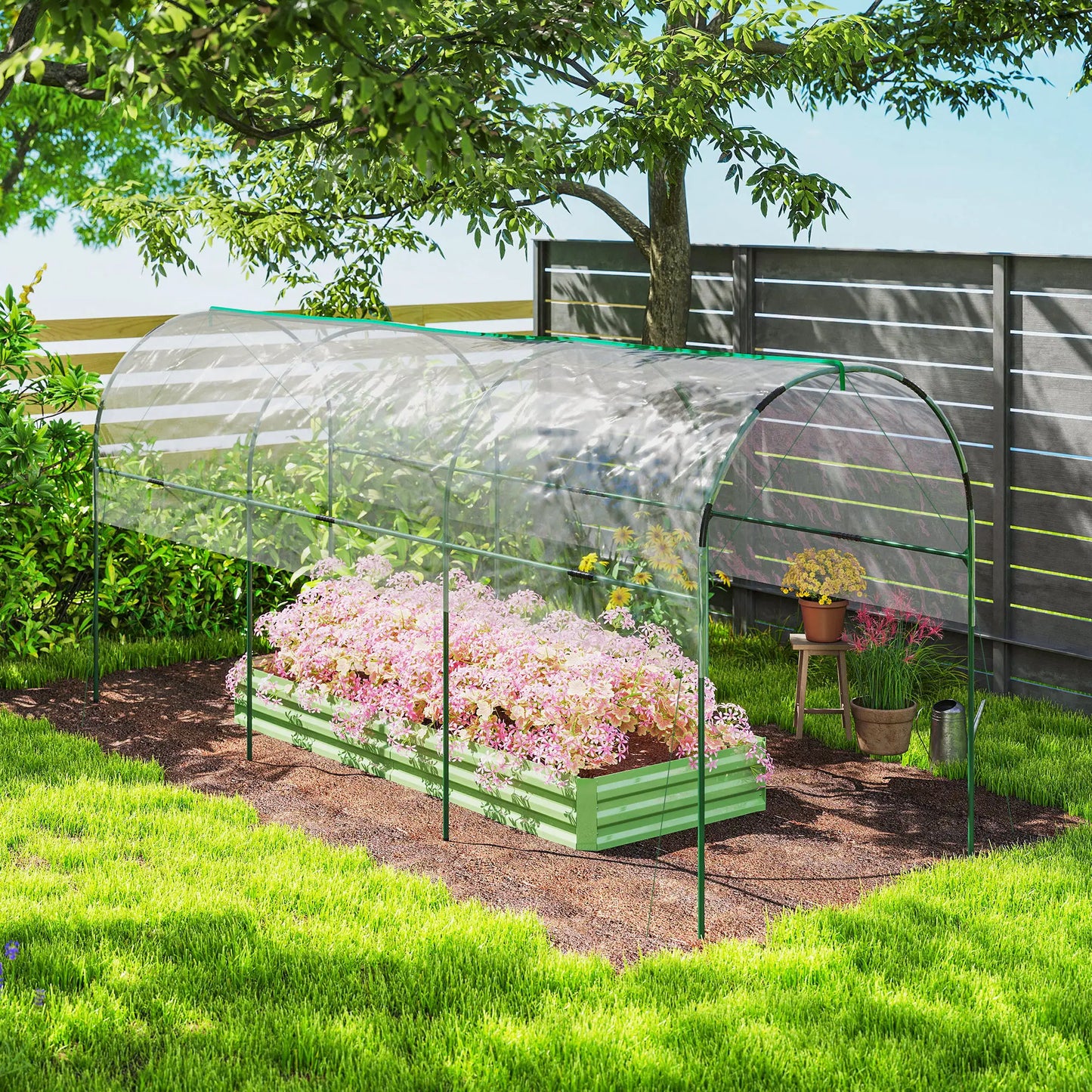 Tomato Greenhouse Tunnel, 4 Hoops, Top Tap, 157.5" x 48.4" x 67.3", Clear Tunnel Greenhouses at Gallery Canada