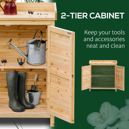 Wood Garden Shed, Compact Outdoor Storage Cabinet, Natural