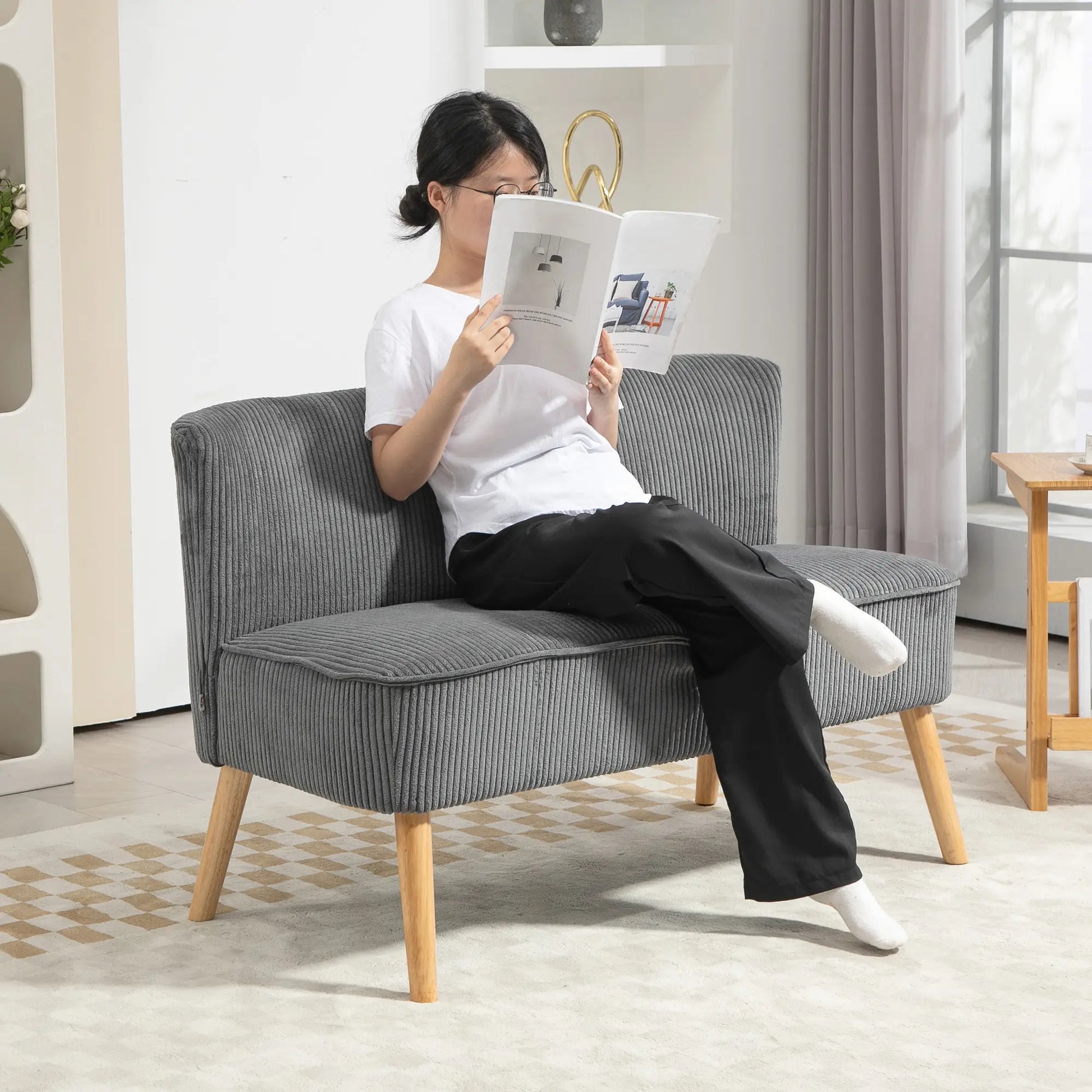 Modern 2 Seater Sofa, Upholstered Couch, Rubber Wood Legs, Grey 2-Seater Sofas at Gallery Canada