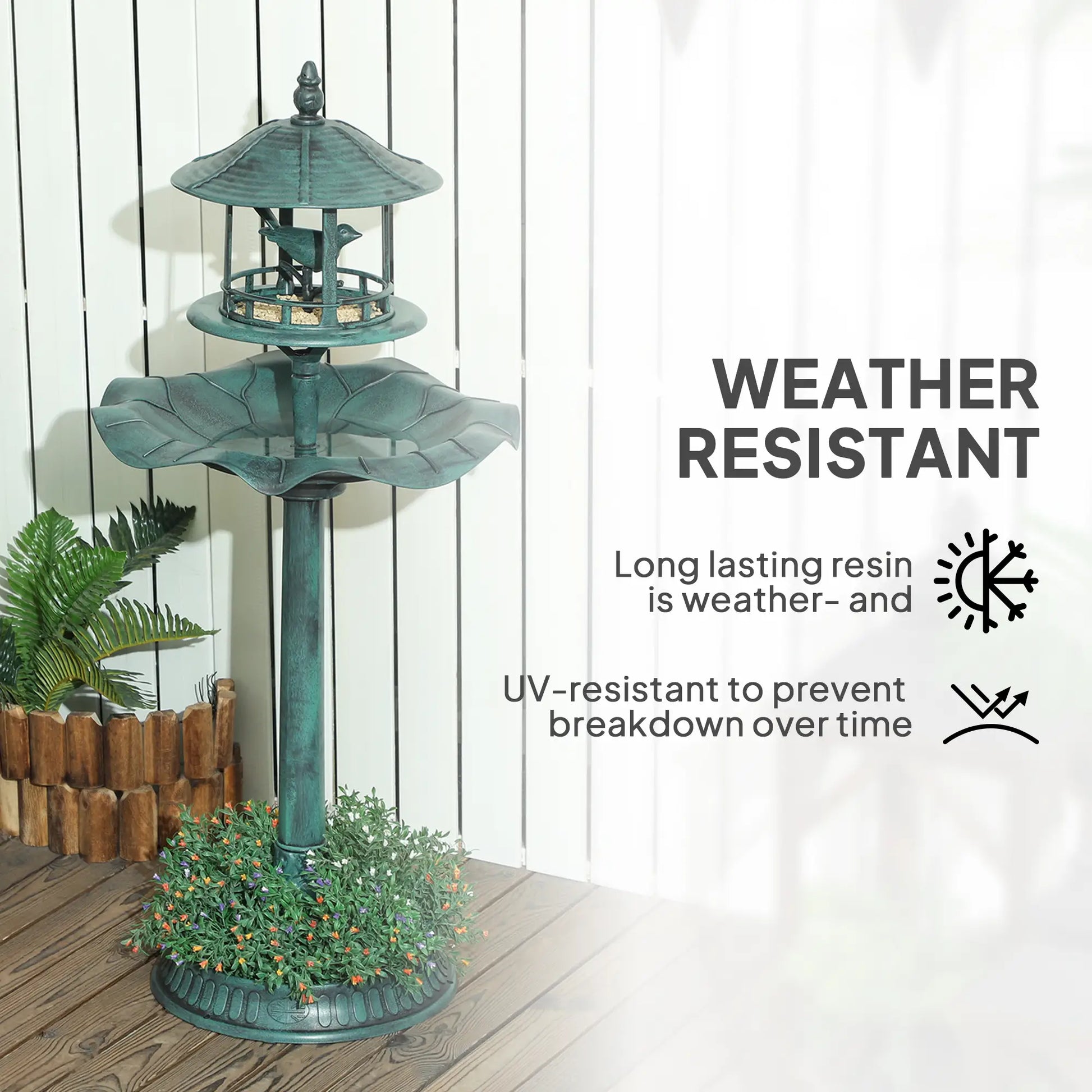 3-in-1 Garden Bird Bath Bowl, Large Water Basin, Feeder, Flower Planter, Green Garden Decor at Gallery Canada