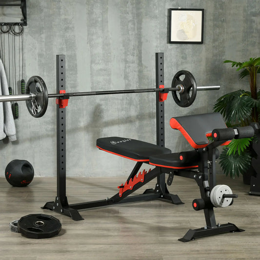 Adjustable Weight Bench With Squat Rack, Preacher Curl Pad, Leg Developer Weight Benches Black, Red at Gallery Canada