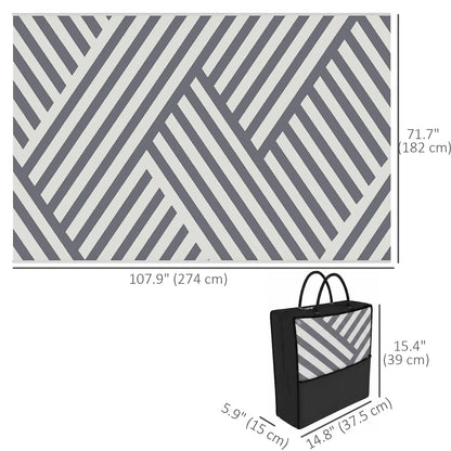Reversible Outdoor RV Rug, Patio Floor Mat, 6' x 9', Grey and Cream Garden Decor at Gallery Canada