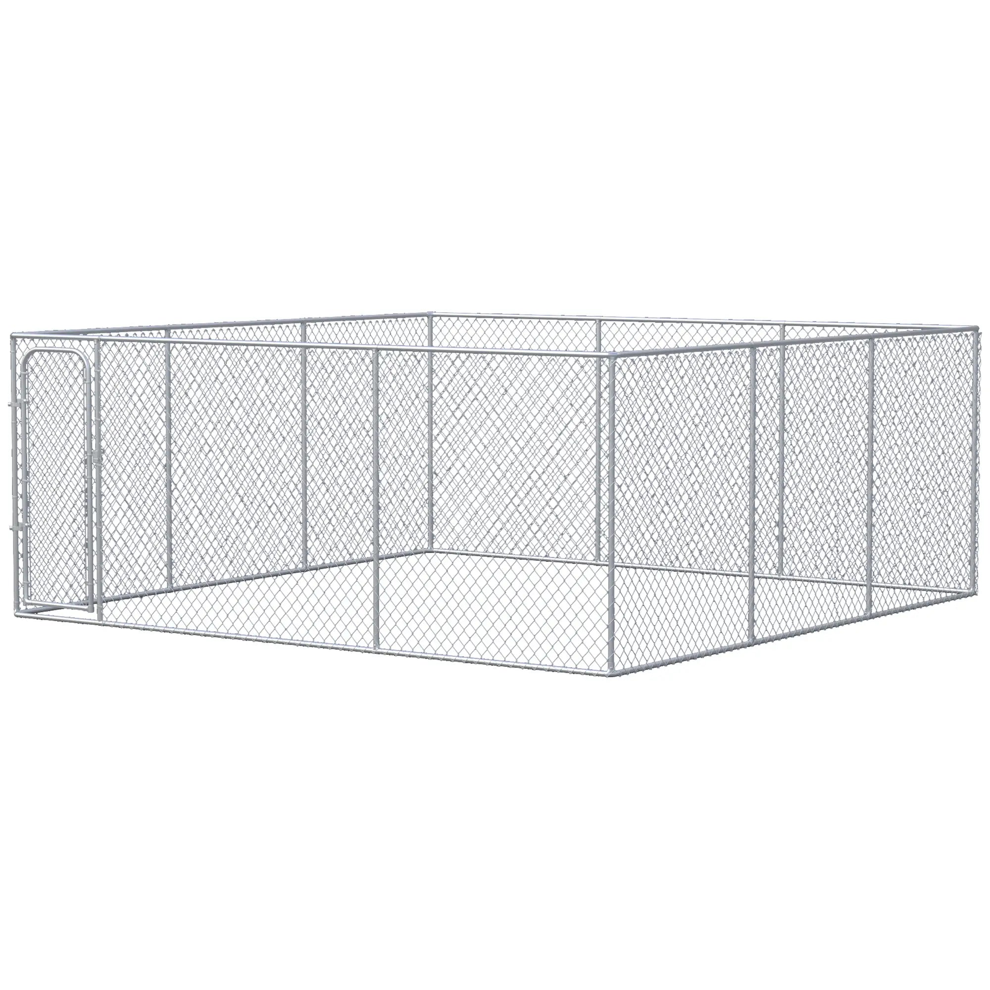 15.1' x 15.1' x 6' Dog Playpen, Galvanized Steel Frame, for Small Medium Dogs Houses, Kennels & Pens Silver at Gallery Canada