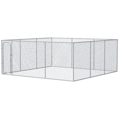 15.1' x 15.1' x 6' Dog Playpen, Galvanized Steel Frame, for Small Medium Dogs Houses, Kennels & Pens Silver at Gallery Canada