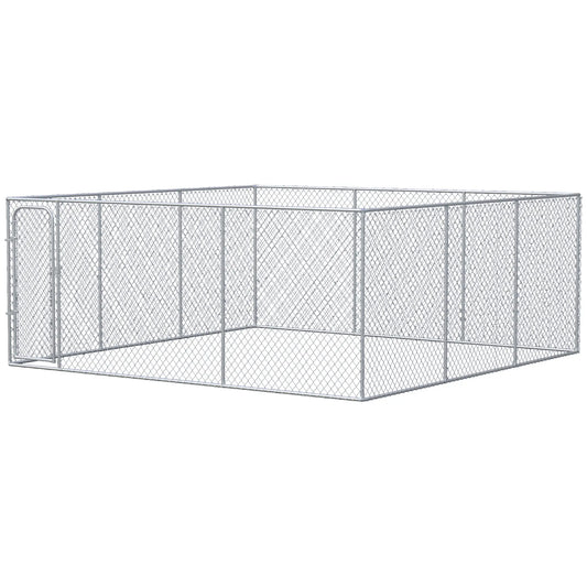 15.1' x 15.1' x 6' Dog Playpen, Galvanized Steel Frame, for Small Medium Dogs Houses, Kennels & Pens Silver at Gallery Canada