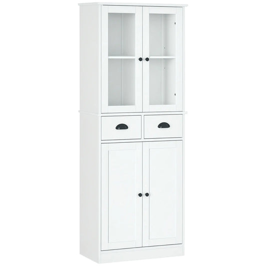 61" Kitchen Pantry Cabinet, Freestanding Farmhouse Style, White Kitchen Pantry Cabinets White at Gallery Canada