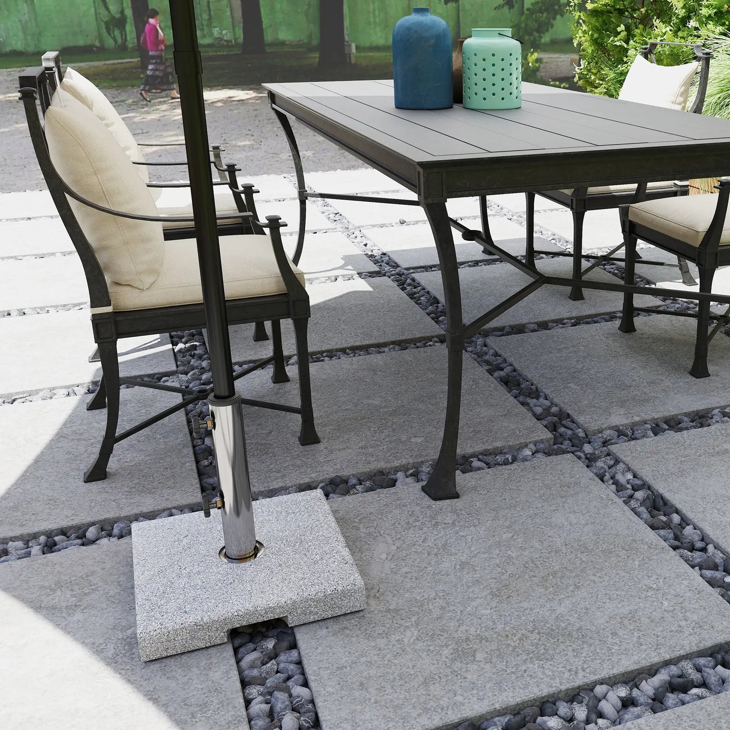 Square Patio Umbrella Base, Outdoor Stand with Handles, Heavy Duty, Grey Umbrella Bases at Gallery Canada