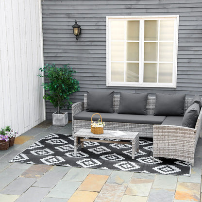 Reversible Outdoor RV Rug, 6' x 9', Patio Mat, Black & White Garden Decor at Gallery Canada