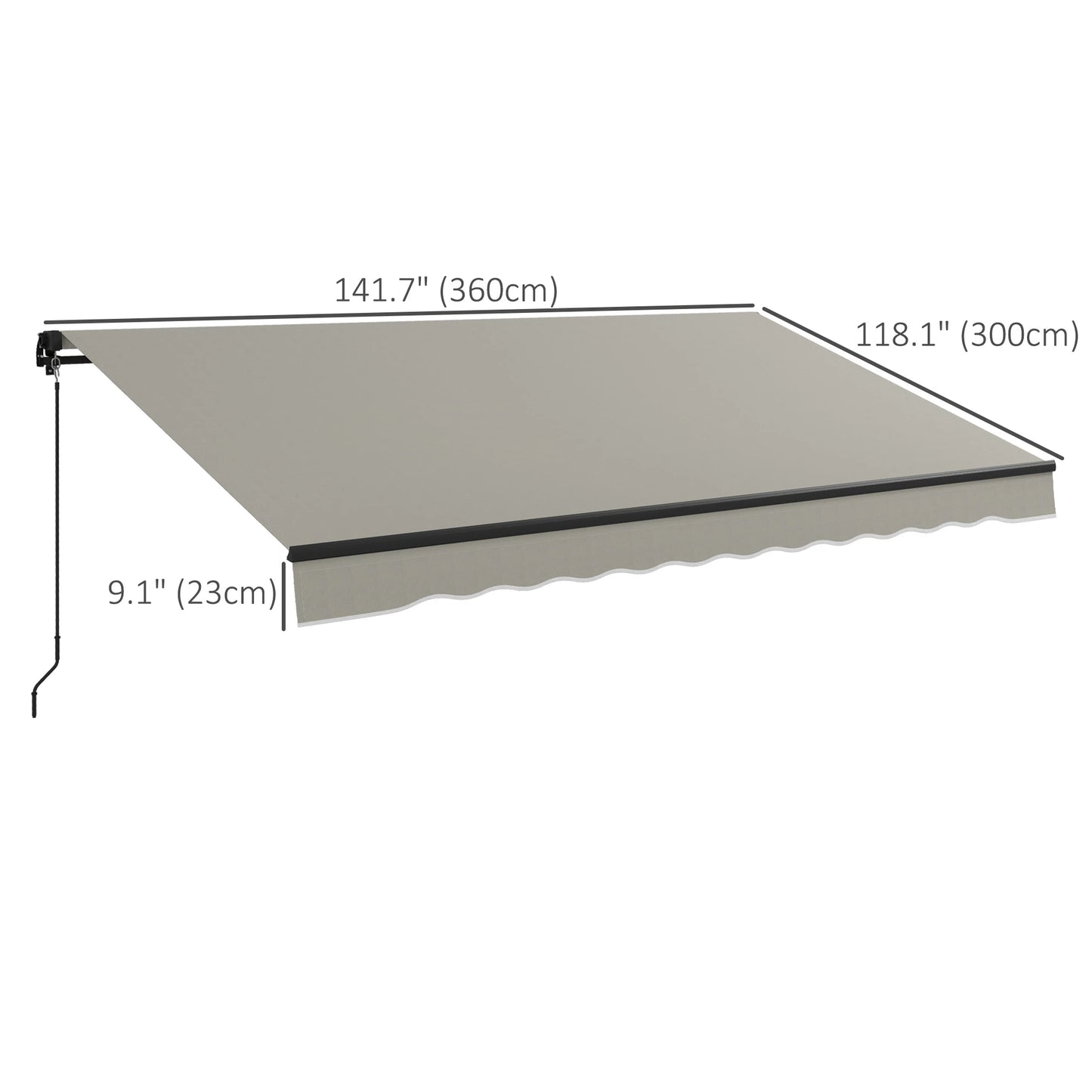 12' x 10' Retractable Awning, UV Resistant Sunshade, Light Grey Deck Awnings at Gallery Canada