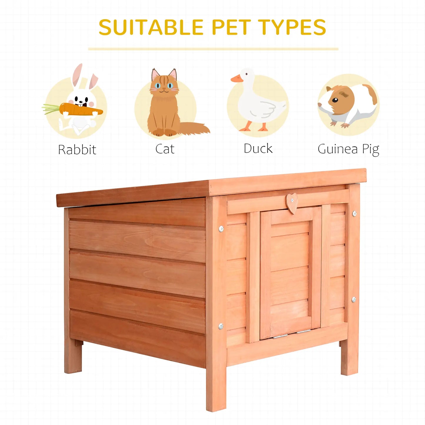 Wooden Rabbit Hutch, Bunny Cage, Outdoor Cat House, 20"x16.5"x17", Orange Rabbit Hutch at Gallery Canada