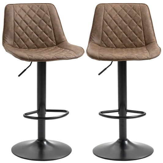 Swivel Counter Height Barstools Set of 2, Adjustable, Dark Brown Bar Stools Dark Brown, Black at Gallery Canada