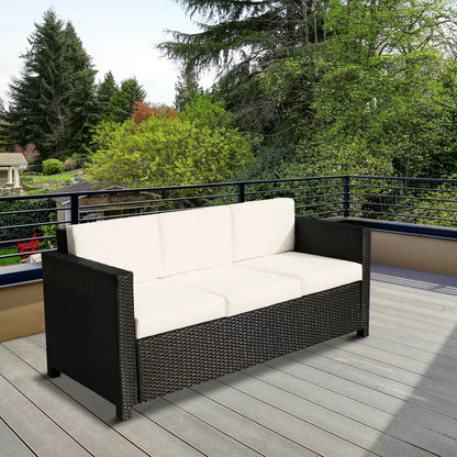 3 Seat Rattan Wicker Sofa, Outdoor Patio Furniture, Cream White Patio Furniture Sets at Gallery Canada