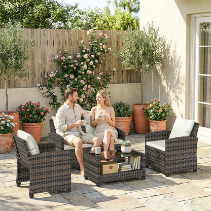 4 Piece Wicker Patio Furniture Set, Loveseat, Chairs, 2 Tier Table, Beige Patio Furniture Sets at Gallery Canada