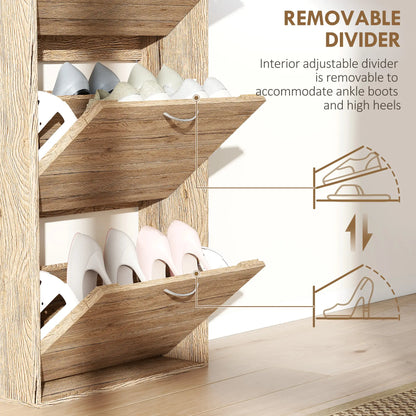 Shoe Storage Cabinet, 3 Flip Drawers, 12 Pair Organizer, Oak Shoe Storage Cabinets & Racks at Gallery Canada