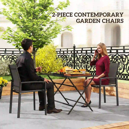 Stackable Outdoor Garden Chairs, Set of 2, Dark Grey Patio Chairs at Gallery Canada