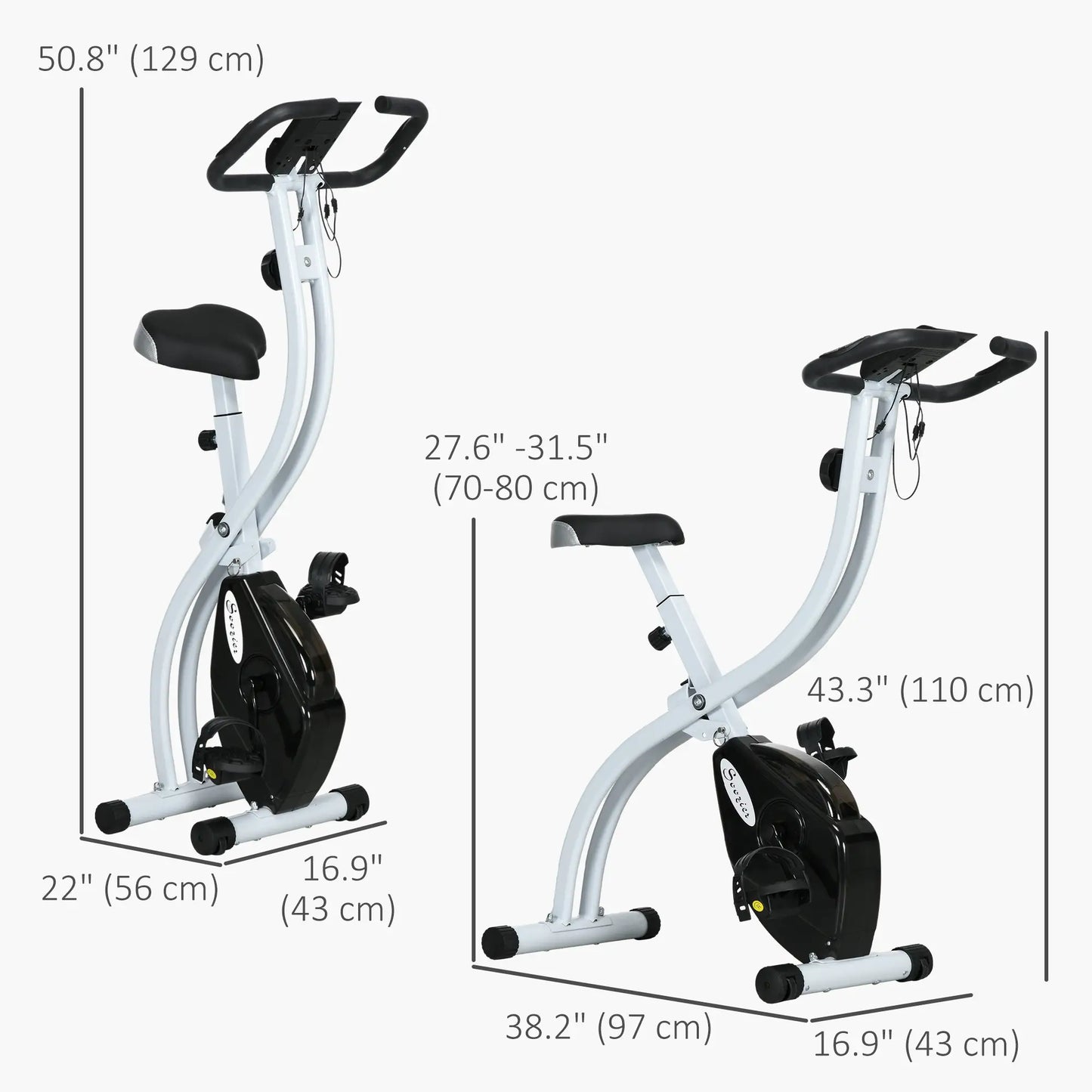Foldable Quiet Exercise Bike, 8-Level Magnetic Resistance, Pulse Sensor, LCD Monitor, Black Exercise & Stationary Bikes at Gallery Canada