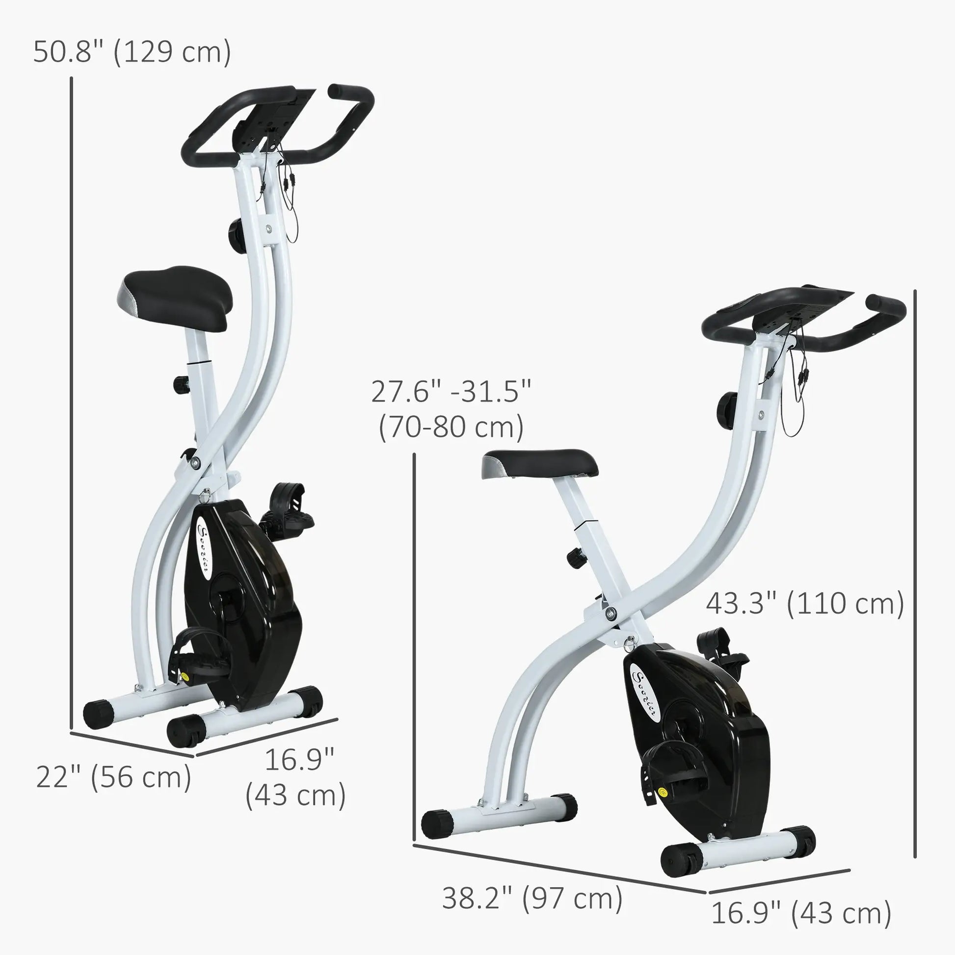 Foldable Quiet Exercise Bike, 8-Level Magnetic Resistance, Pulse Sensor, LCD Monitor, Black Exercise & Stationary Bikes at Gallery Canada