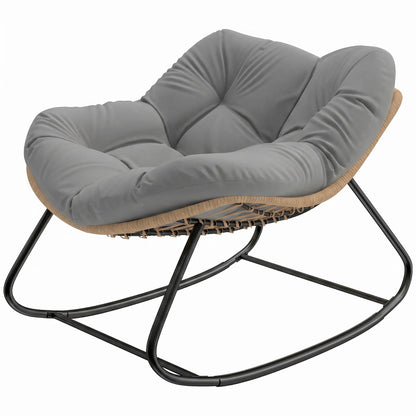Papasan Rocking Chair, Oversized With Cushion, Grey Outdoor Rocking Chairs Natural Wood, Grey at Gallery Canada