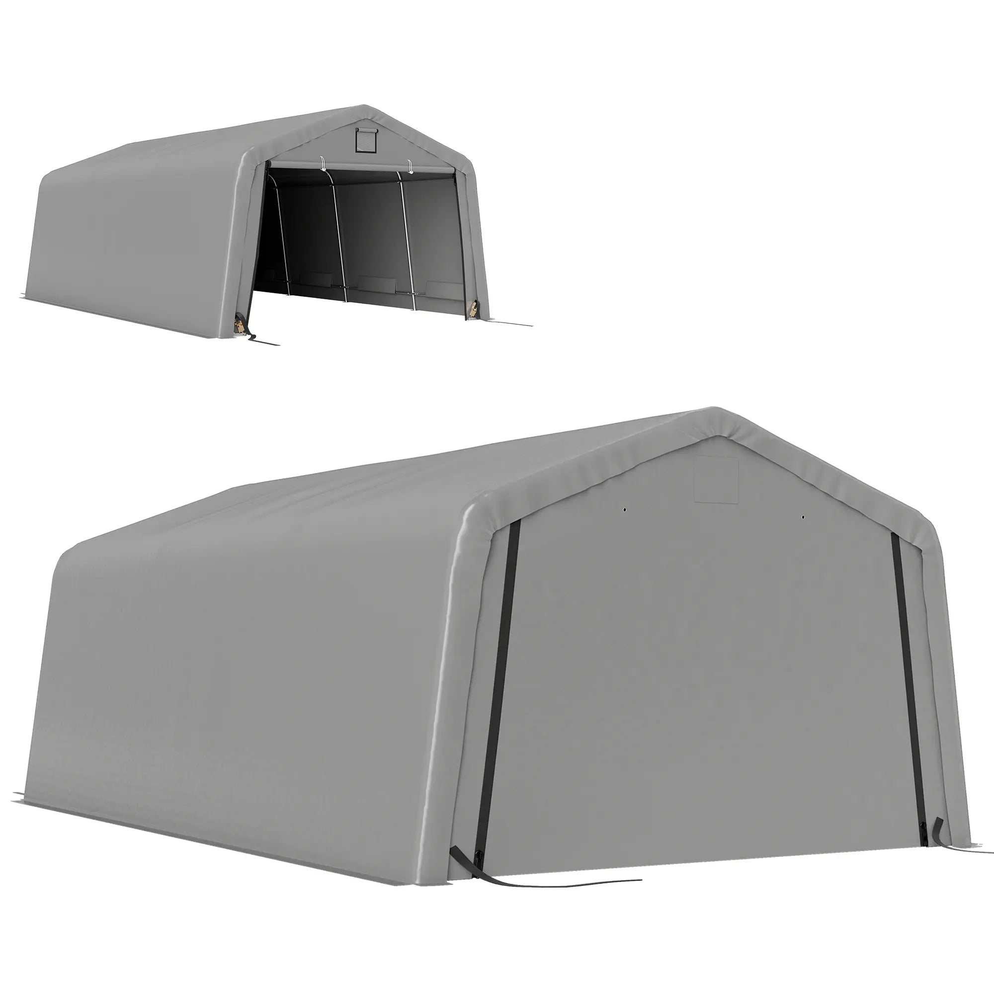 12' x 20' Portable Garage, Heavy Duty Carport Canopy, Light Grey Car Shelters Light Grey at Gallery Canada