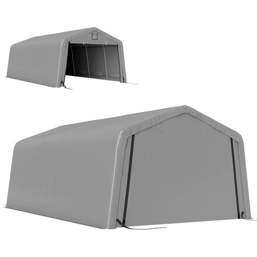 12' x 20' Portable Garage, Heavy Duty Carport Canopy, Light Grey