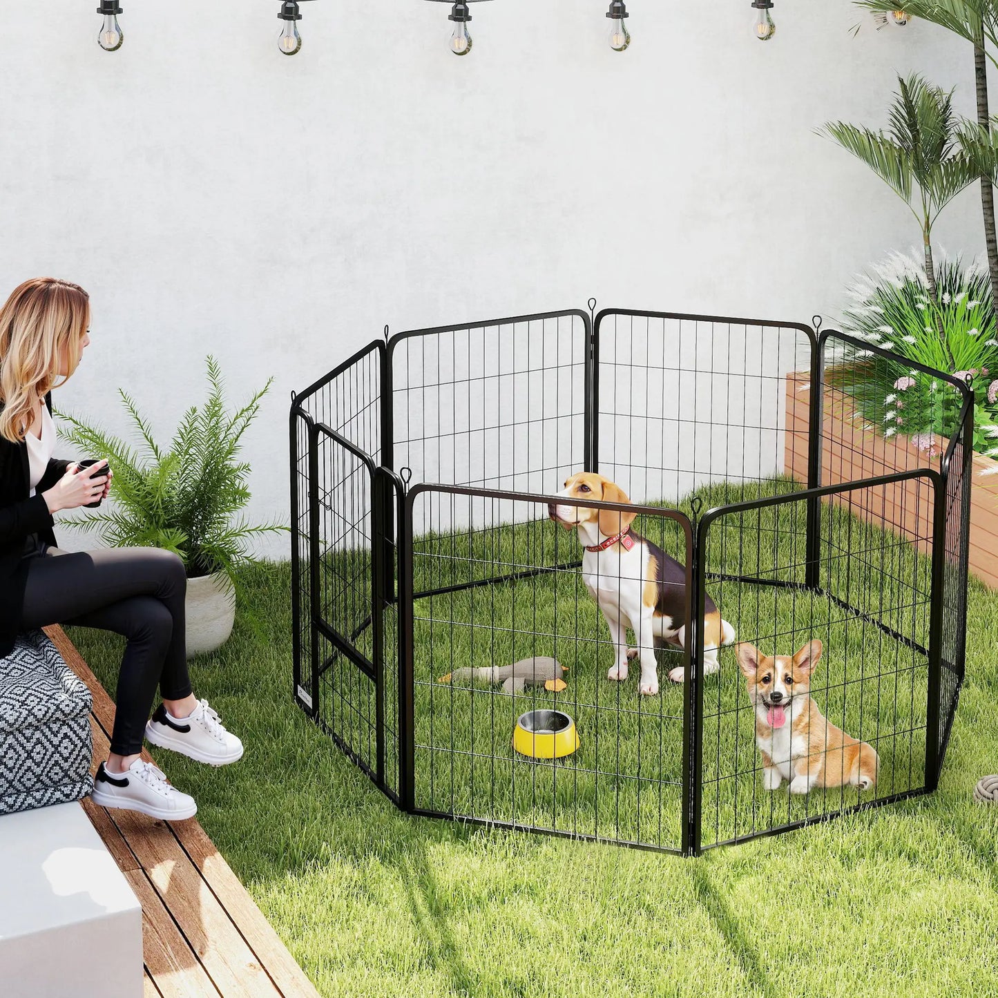31.5" Portable Foldable Pet Playpen, 8 Panels with Door, Medium Dogs Houses, Kennels & Pens at Gallery Canada