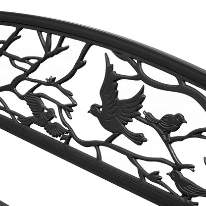 50" Garden Bench, Outdoor Loveseat, Vintage Bird Pattern, Cast Metal, Black Outdoor Benches at Gallery Canada