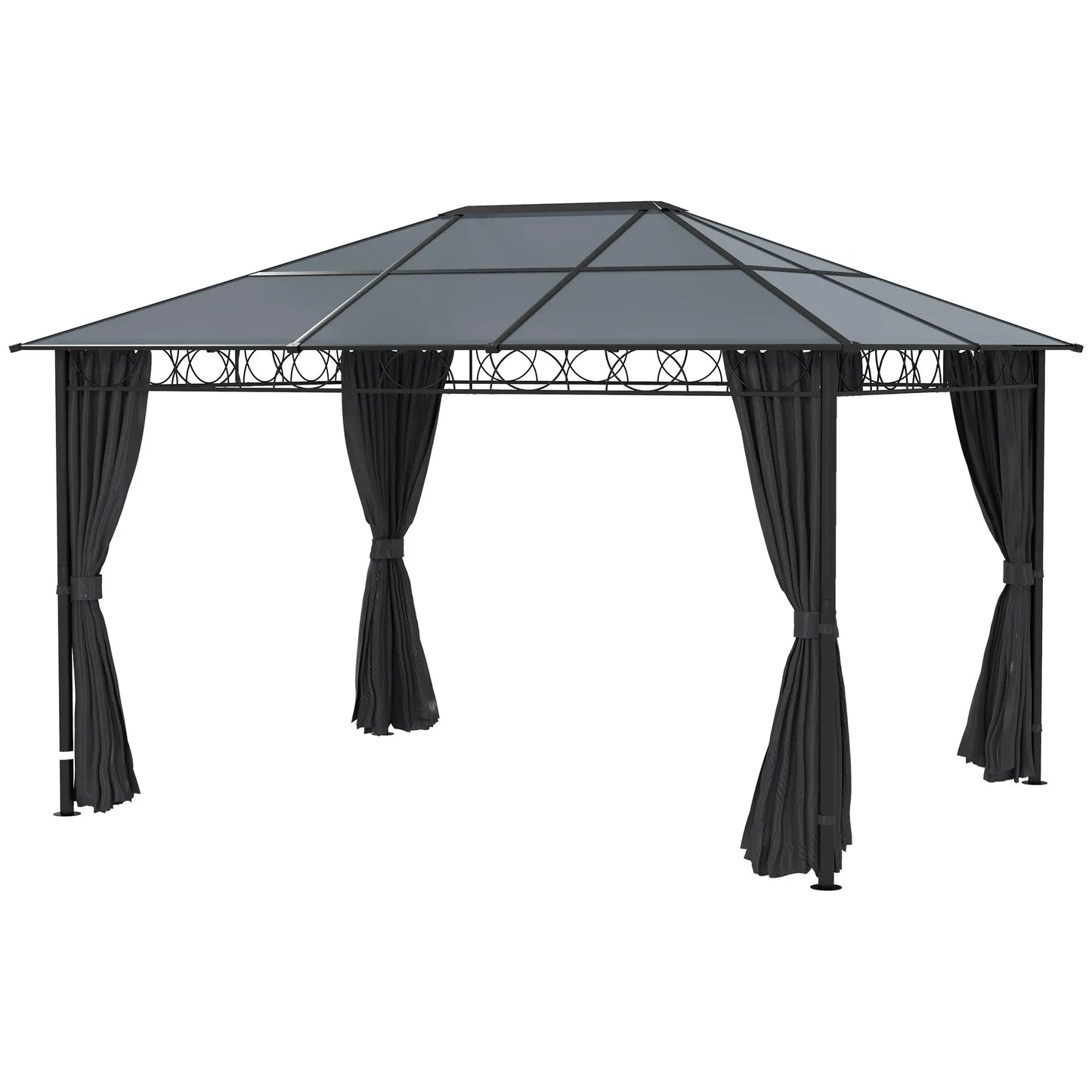 13' x 10' Polycarbonate Hardtop Gazebo, Aluminum Frame, Dark Grey Gazebos Dark Grey at Gallery Canada