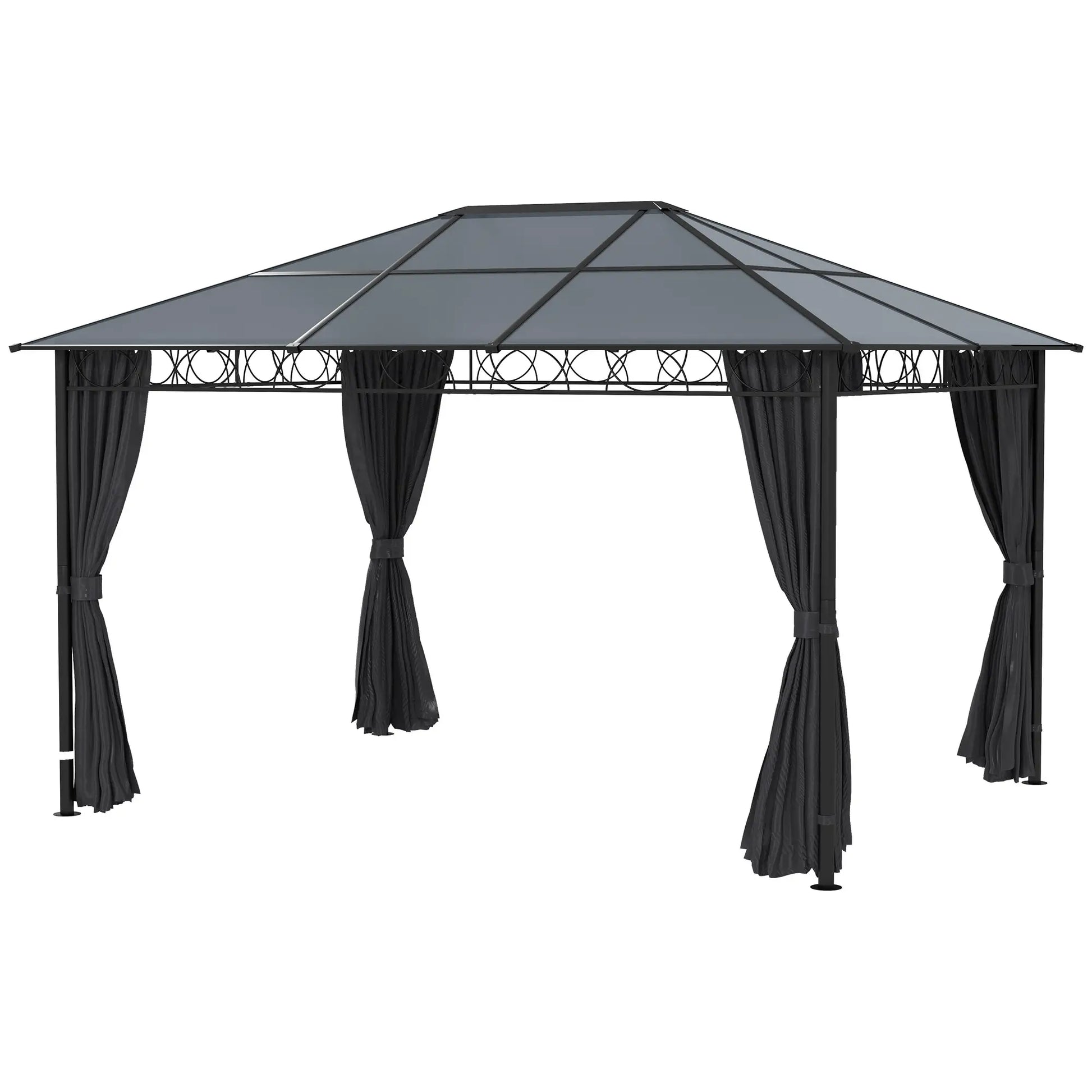 13' x 10' Polycarbonate Hardtop Gazebo, Aluminum Frame, Dark Grey Gazebos Dark Grey at Gallery Canada