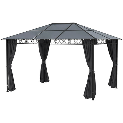 13' x 10' Polycarbonate Hardtop Gazebo, Aluminum Frame, Dark Grey Gazebos Dark Grey at Gallery Canada