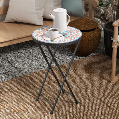 Mosaic Outdoor Patio Side Table, 14" Round, Mixed Colour, Colour Patio Side Tables at Gallery Canada