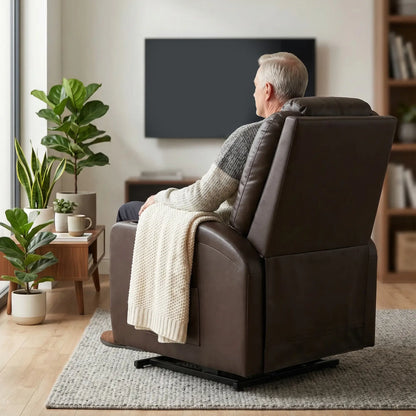Power Lift Recliner Chair for Elderly, PU Leather, Brown Electric Power Lift Chairs at Gallery Canada