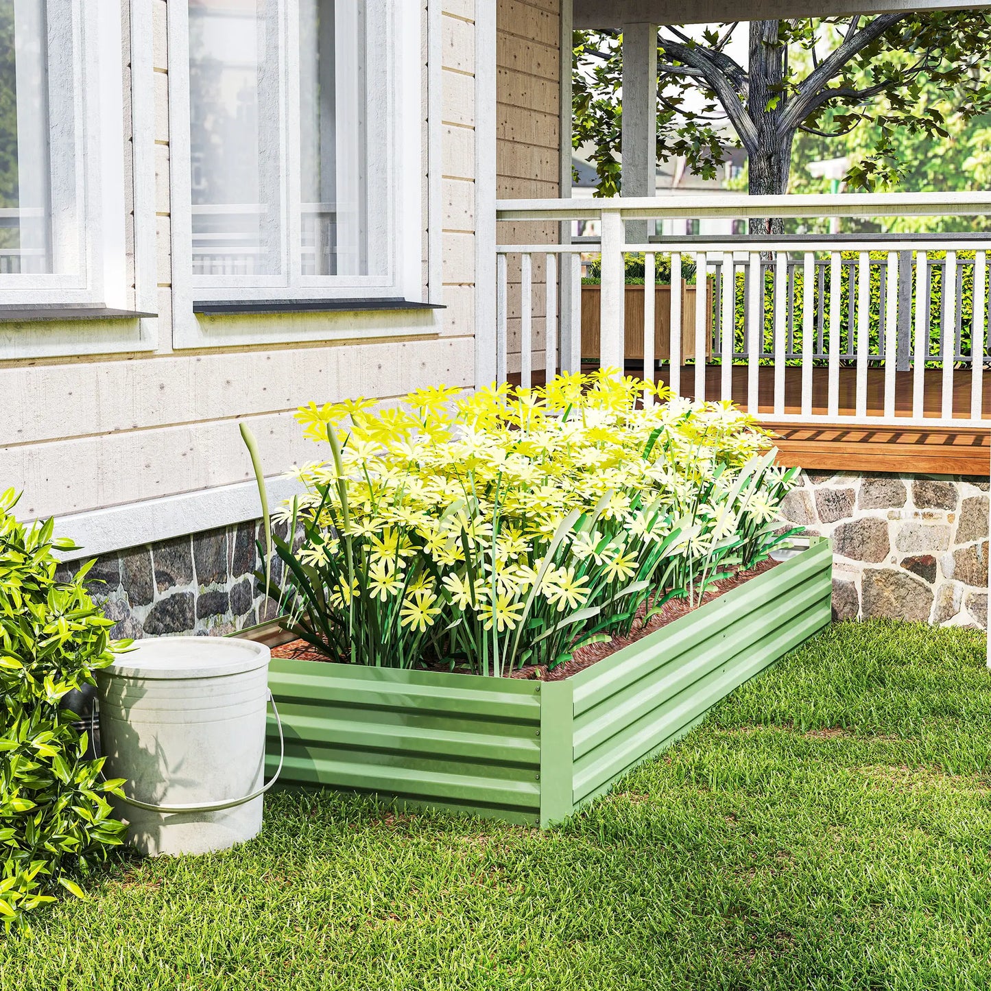 95" X 36" X 12" Galvanized Raised Garden Bed, Green Galvanized Planter Boxes at Gallery Canada