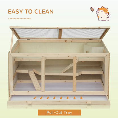 Wooden Hamster Cage with Slide, Tray, Natural Wood Hamster Cages at Gallery Canada