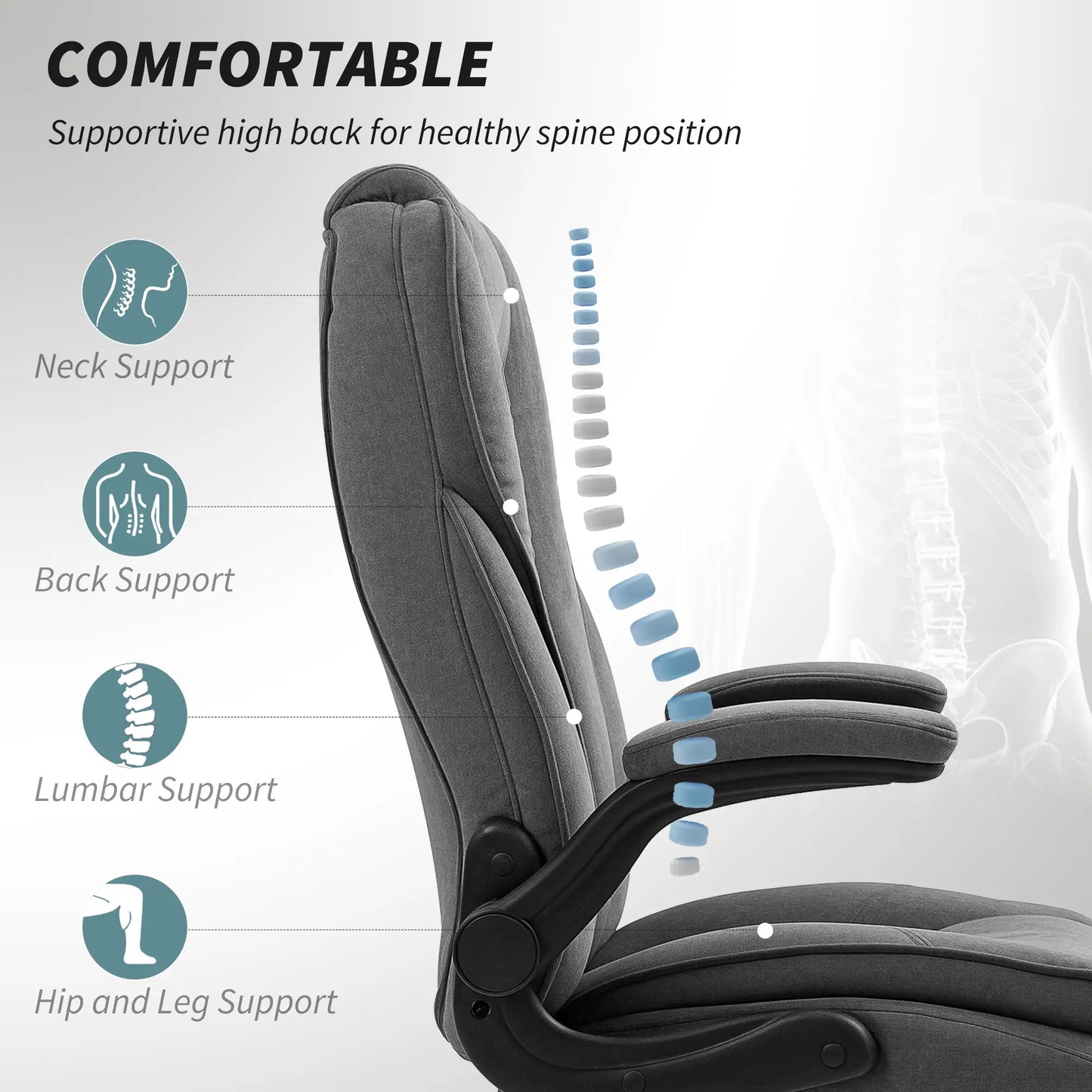 Executive Office Chair, Flip-Up Armrest, Diamond Fabric, Dark Grey Executive & Manager Chairs at Gallery Canada