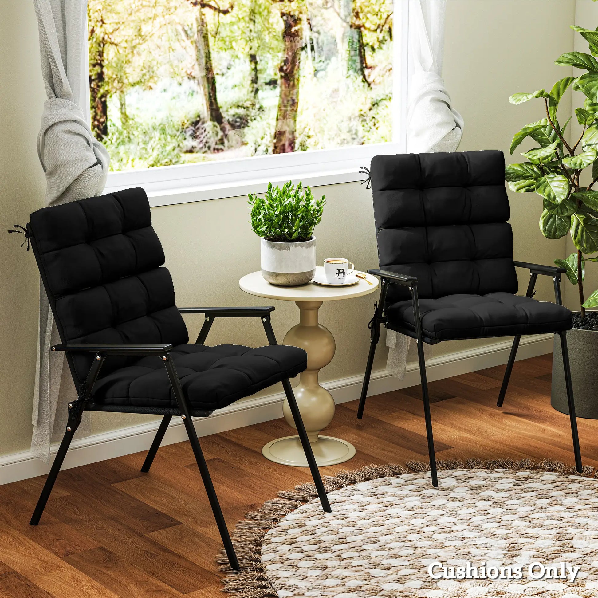 2-Piece Back Seat Cushion Set, Outdoor Patio Chair, Button Tufted, Black Patio Chair Cushions at Gallery Canada