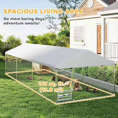 Outdoor Dog Run, Adjustable Rotating Bowls, Waterproof Cover, 19.7' x 7.5' x 5.2' Houses, Kennels & Pens at Gallery Canada