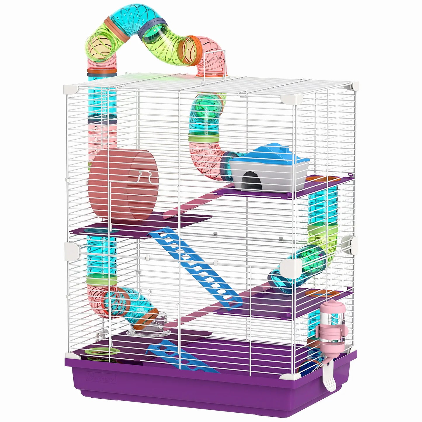 5-Tier Hamster Cage, With Wheels, Tube, Bottle, Dishes, Purple Hamster Cages Purple and White at Gallery Canada